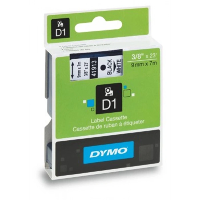 Dymo S0720680 D1 Yedek Şerit, 9 Mm X 7 Mt, Beyaz- Siyah (40913)