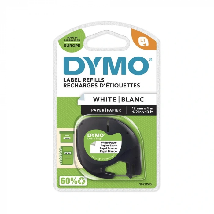 Dymo S0721510 Letratag Kağıt Şerit ( 12mm X 4 Mt ), Beyaz ( 59421) 91200