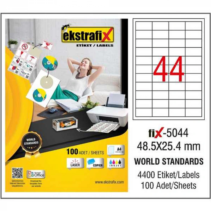 Ekstrafix Laser Etiket 100 Yp 48.5x25,4 Laser-copy-ınkjet Fix-5044