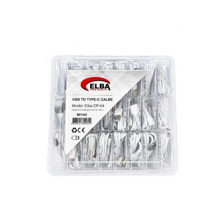 Elba Cp-04 Şeffaf Kutulu Usb To Type-c 24lü Beyaz Şarj Kablosu