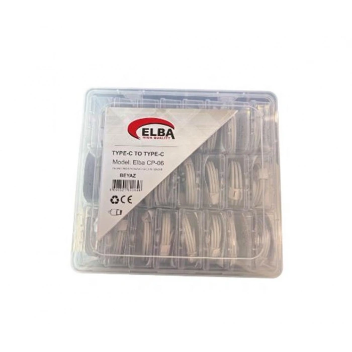 Elba Cp-06 P-btt Şeffaf Kutulu Type-c To Type-c 24lü Beyaz Şarj Kablosu