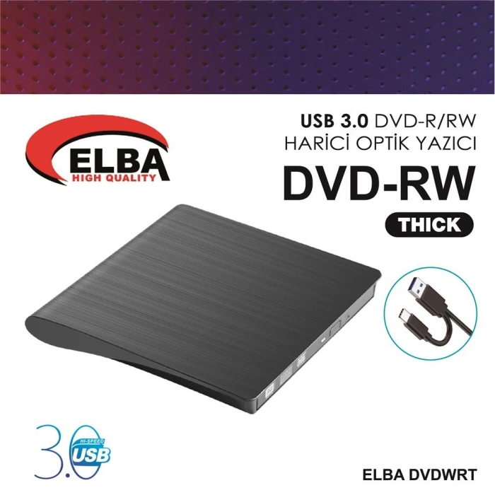 Elba Dvdwrt-thck Harici Dvdrw Thick, Siyah Dvd Yazıcı Writer