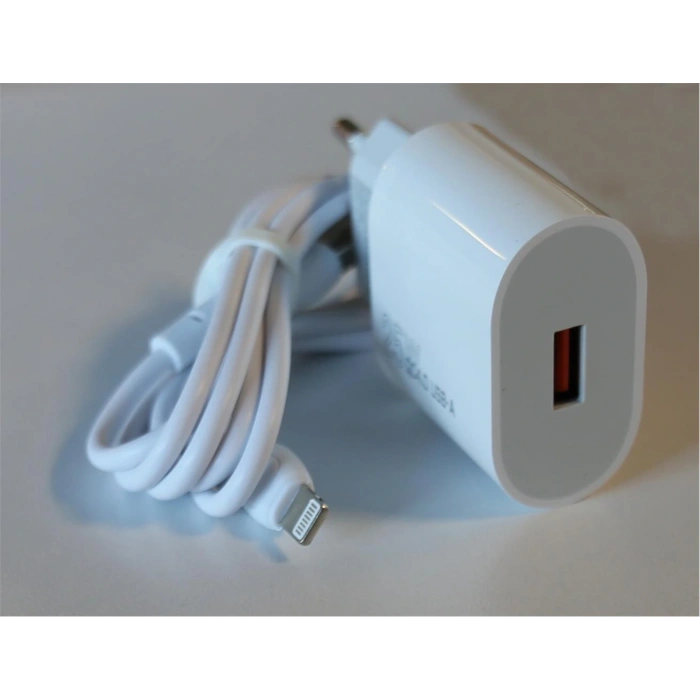 Elba Elb07-usb-25wıos Beyaz 25w Usb Ev Şarj Kafa+ Usb 1mt Lightning Kablo Qc4.0 Hızlı Şarj