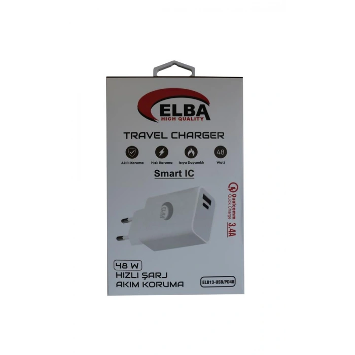 Elba Elb13 Elb-48w 3.4a Usb-pd48 (usb+type-c) Akıllı Koruma- Isıya Dayanklı Hızlı Şarj Ev Şarj Kafa