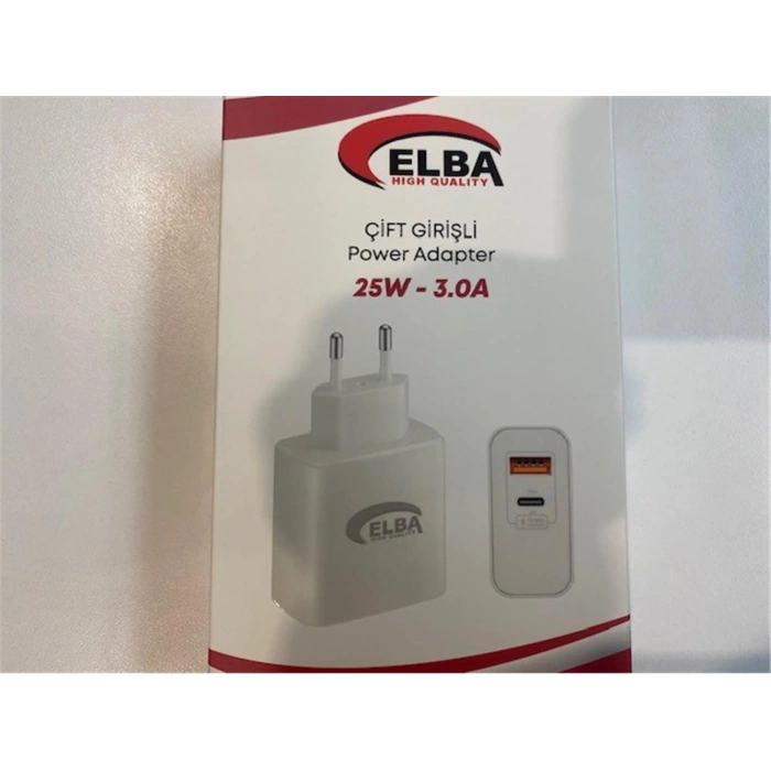 Elba Elb15 25w 3.0a Usb-a To Usb-c Çift Girişli Hızlı Şarj Akım Koruma Isıya Dayanıklı Ev Şarj Kafa