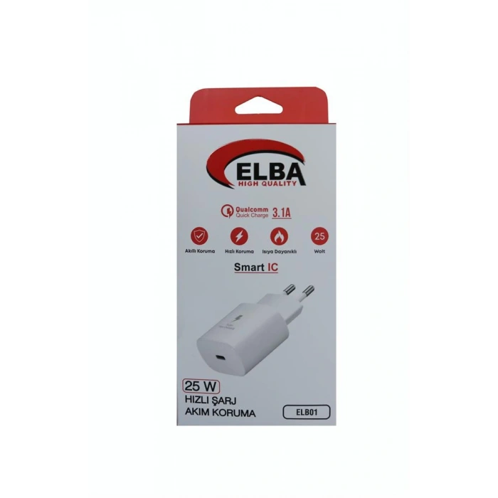 Elba Elb42 Beyaz 25w Şarj Kafa+ İphone Kablo Usb-c Pd3.0-Qc4.0(akım Koruma-hızlı Şarj-)
