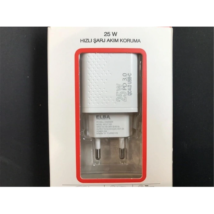 Elba Elb42 Beyaz 25w Şarj Kafa+ İphone Kablo Usb-c Pd3.0-Qc4.0(akım Koruma-hızlı Şarj-)
