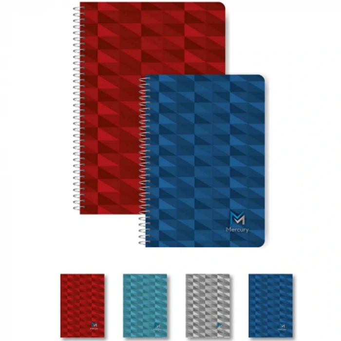 Elma Spiralli Sert Kapak Defter Mercury 17x24 140 Yp Çizgili