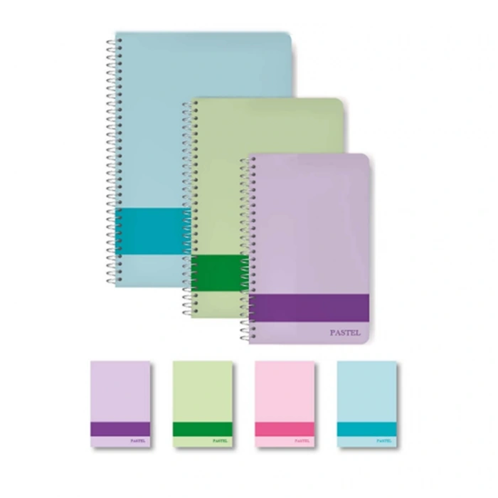Elma Spiralli Sert Kapak Defter Pastel 17x24 120 YP Çizgisiz