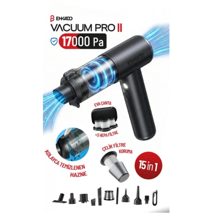 Enkado Ekd-sp10 17000pa 2000ah Güçlü Vakum Ve Üflemeli Şarjlı Elektrikli Araç Süpürgesi 3ad Filtre