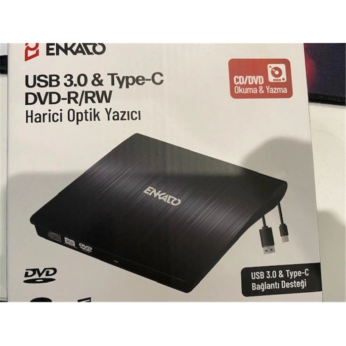 Enkado Ekd-udvd120 Type-c - Usb 3.0 Dvd-r-cd-r-rw- Dvd-rw Ultra Slim Harici Optik Yazıcı Siyah