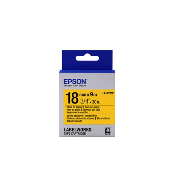Epson LK-5YBW Güçlü Yapışkanlı Sarı Üzeri Siyah 18mm 9Metre Etiket