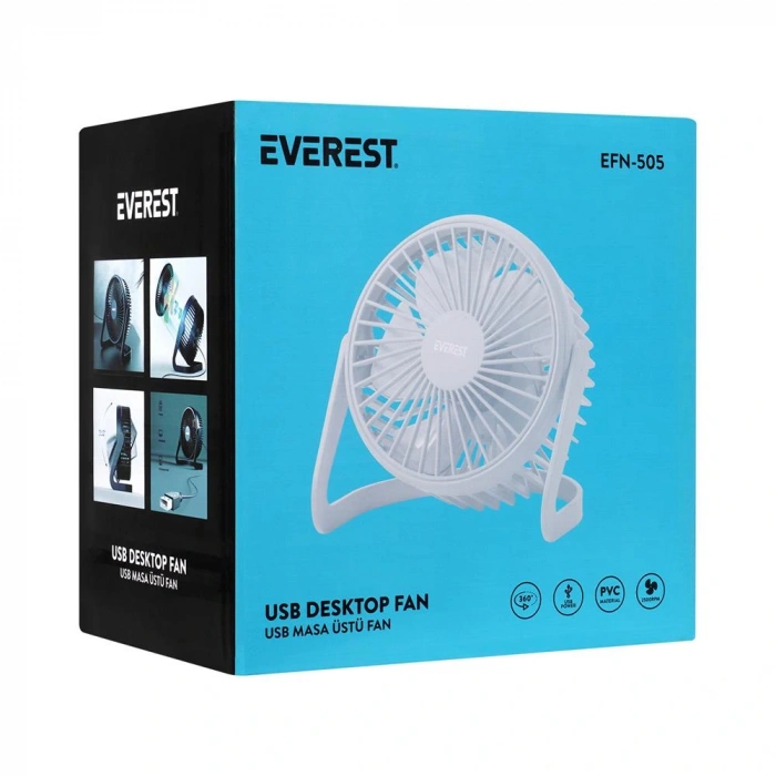 Everest Efn-505 Masaüstü Beyaz Usb Fan (145mmx141mmx105 Mm)