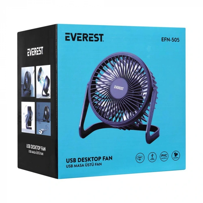 Everest Efn-505 Masaüstü Lacivert Usb Fan (145mmx141mmx105 Mm)