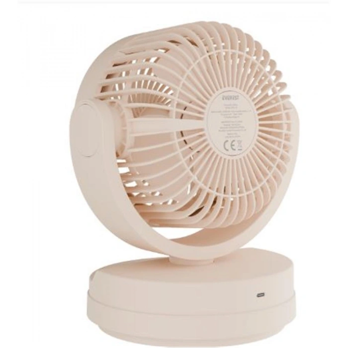 Everest Efn-509 Krem- Kahve 7 İnç 3 Kademeli 2100 Rpm Hız Duvar Tıpı Ve Masaüstü Usb Fan