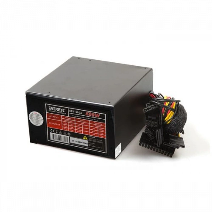 EVEREST EPS-500A, 500W, 12cm Fan, ATX, GAMING Power Supply (PSU)
