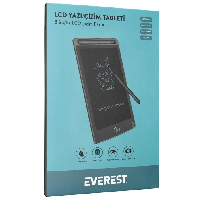 Everest Ev-dy100 8,5 Siyah Tek Tuşla Sil Dijital Yazı Tahtası Yazı Alanı 125x175mm