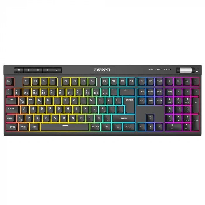 Everest Kb-68 Shin Siyah Rainbow Q Membrane Klavye Rgb