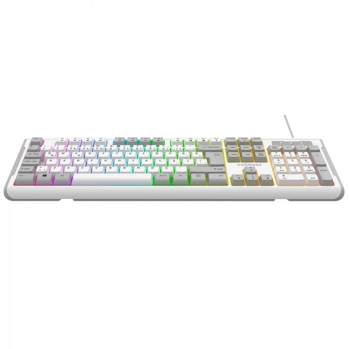 Everest Kb-74 Beyaz-gri Usb Rainbow Aydınlatmalı Q Membrane