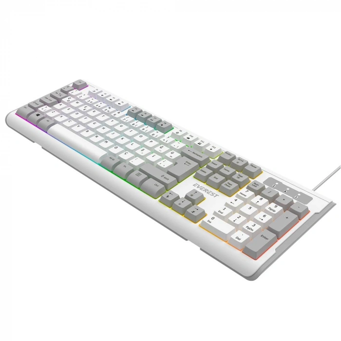 Everest Kb-74 Beyaz-gri Usb Rainbow Aydınlatmalı Q Membrane