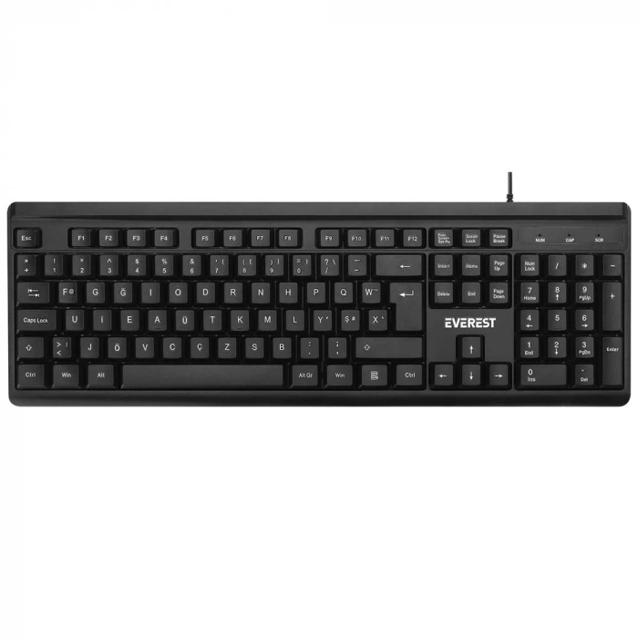 Everest Kb-741f Siyah-gri Usb 2 Metre Bakır Kablolu Tamamen Türkçe F Klavye