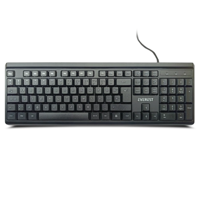 EVEREST KB-741F, USB Kablolu, Türkçe F,  2 metre Bakır Kablolu, Standart Klavye (Siyah)