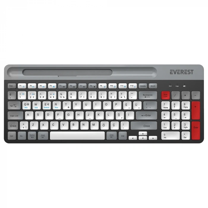Everest Kb-88 Ruby Beyaz-gri 2.4g+bt1+bt2 Çoklu Cihaz Bağlantılı Q Kablosuz Klavye