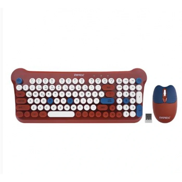 Everest Km-6244 Bunny Renkli Tuşlu Kahverengi 2.4 Ghz + Bt Kablosuz Q Multimedia Klavye + Mouse Set