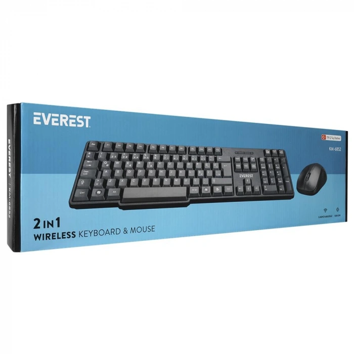 Everest Km-6852 Siyah Usb Kablosuz Combo Q Standart Klavye + Mouse Set
