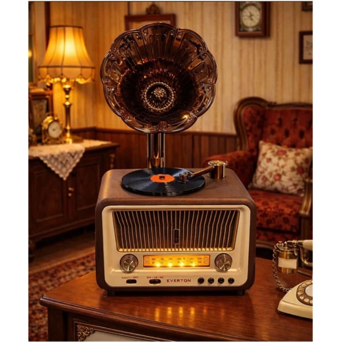 Everton Rt-608  Bluetooth Fm-usb-tf-aux  Şarjlı Nostaljik Radyo
