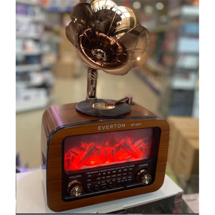 Everton Rt-651 -usb-tf-am-fm-sw-blue-connect-tws-usb Şarj Nostaljik Radyo Alev Işıklı