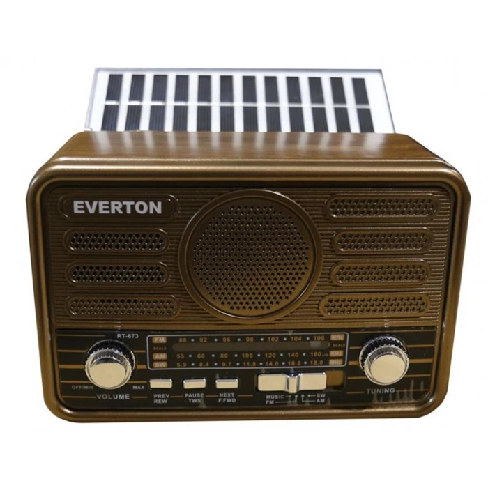 Everton Rt-673 Bluetooth Fm-usb-tf- Şarjlı Solar Nostaljik Radyo