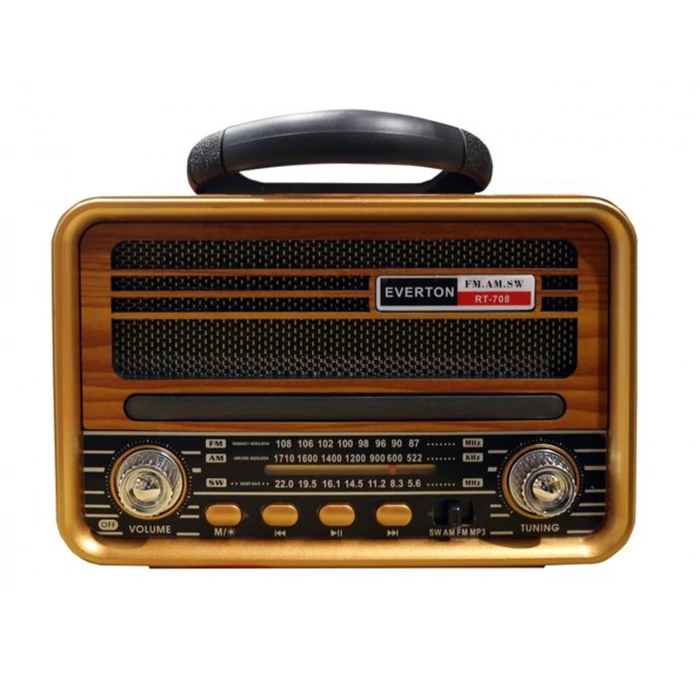Everton Rt-708  Bluetooth Fm-usb-tf-aux Solarlı  Şarjlı Nostaljik Radyo