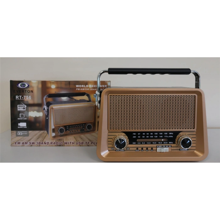 Everton Rt-756  Bluetooth Fm-usb-tf-aux Şarjlı Nostaljik Radyo