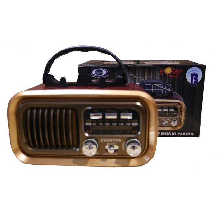 Everton Rt-877 Güneş Enerji Panelli Bluetooth Fm-usb-tf-aux Şarjlı Nostaljik Radyo