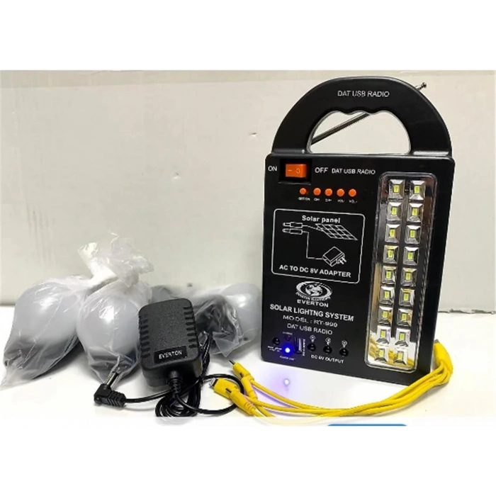 Everton Rt-999 Solarpanelli -ledli Güneş Enerjili Radyo Usb- 3 Adet Ampul Şarjlı (solar 9v-3.5w)