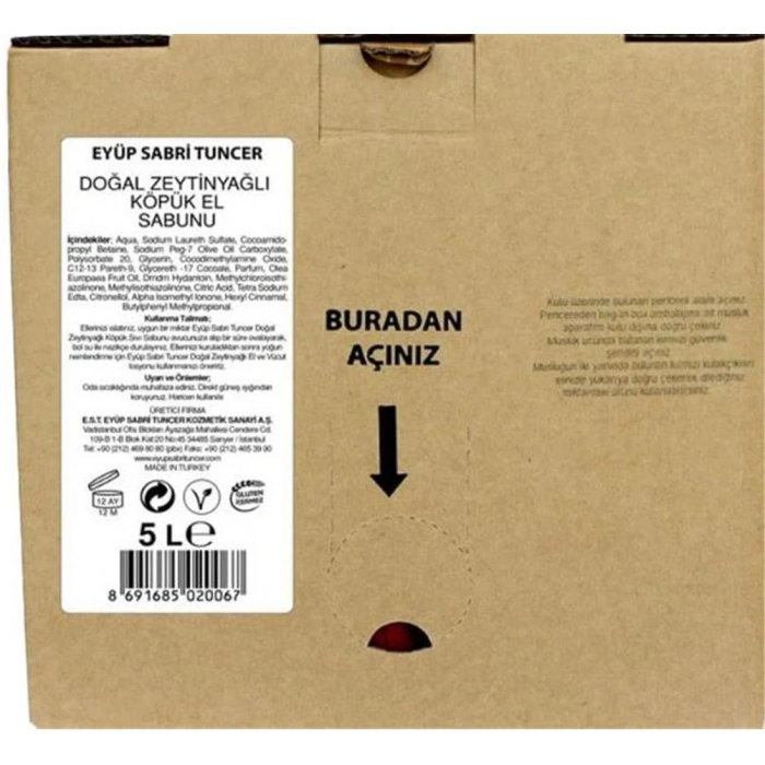 Eyüp Sabri Tuncer Zeytinyağlı Sabun 5lt Bag In Box Endüstriyel