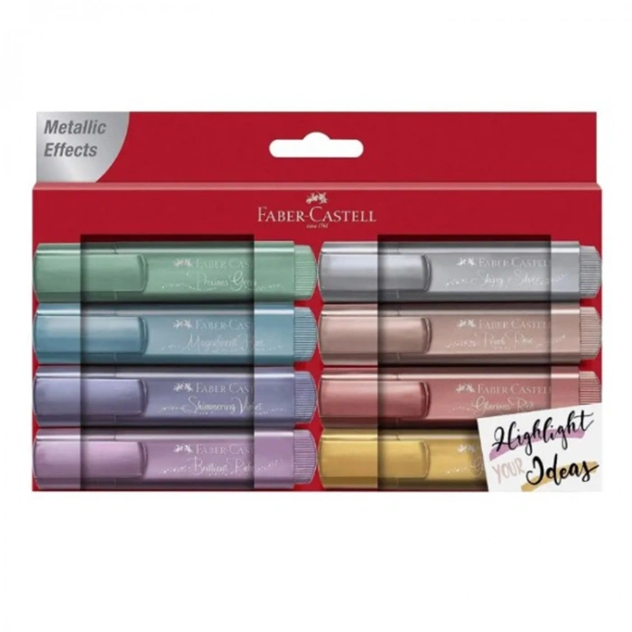 Faber-Castell K46 Metalik Fosforlu Kalem 8li Set