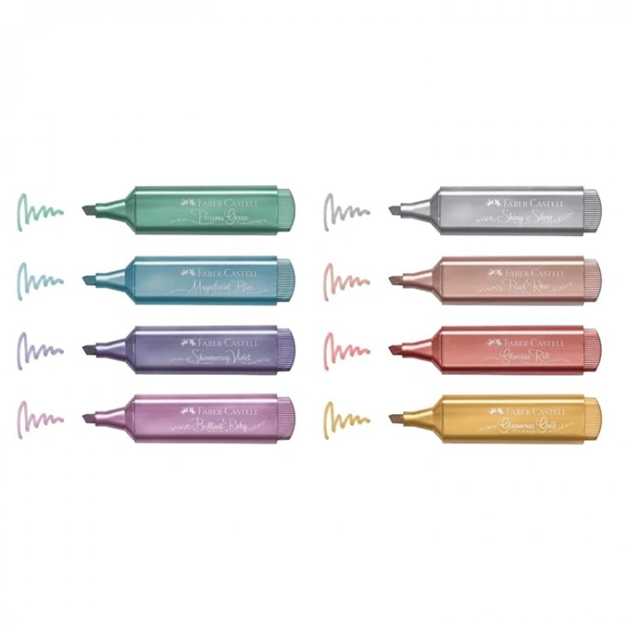 Faber-Castell K46 Metalik Fosforlu Kalem 8li Set