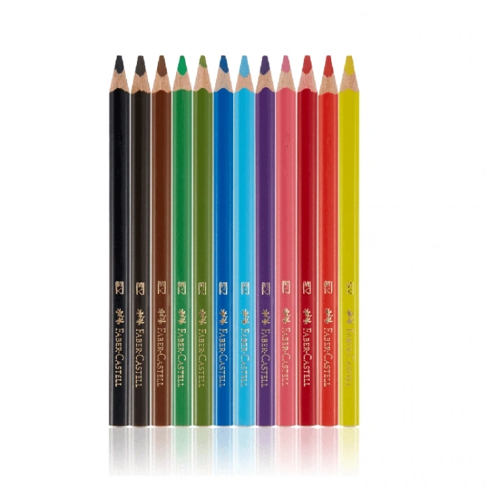 Faber-castell Kuru Boya Jumbo Tam Boy Üçgen Beyaz 12 Renk 5173 116616