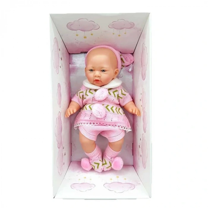 Galtoys Azra Bebek Newborn Pembe-gri Triko Elbiseli