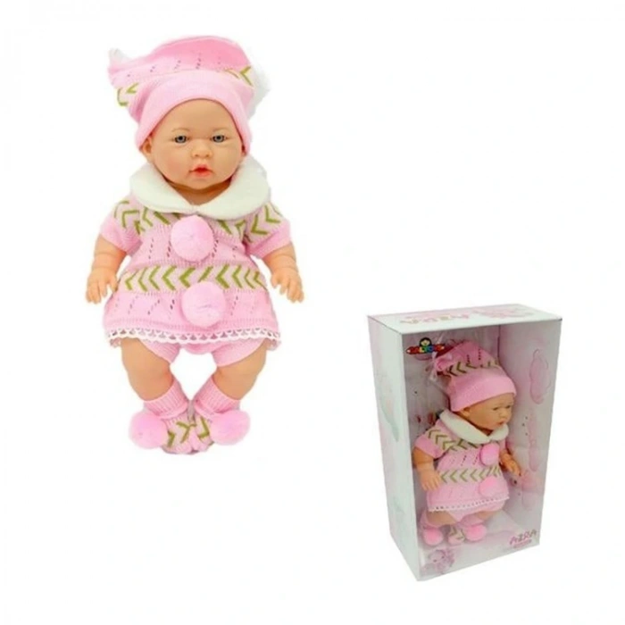 Galtoys Azra Bebek Newborn Pembe-gri Triko Elbiseli