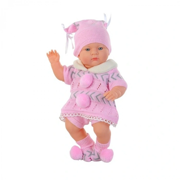 Galtoys Azra Bebek Newborn Pembe-gri Triko Elbiseli