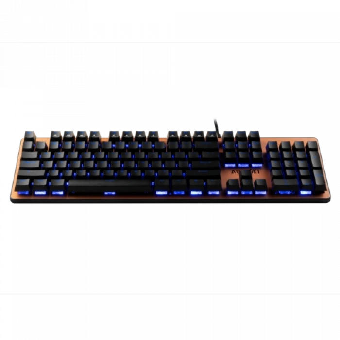GAMDIAS AURA GK1, USB Kablolu, İngilizce,  Çok Renkli Arka Aydınlatma, Red Mekanik Switch, Bronz Edition, Gaming Klavye