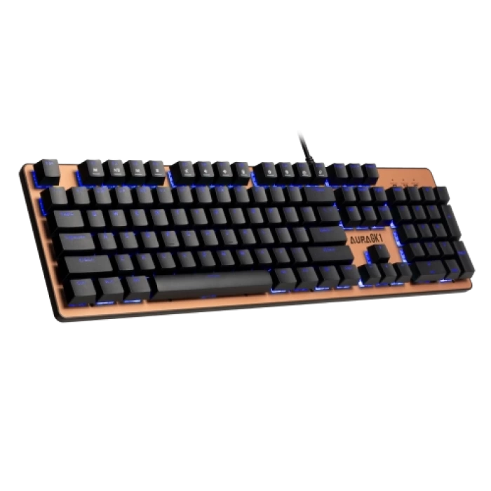 GAMDIAS AURA GK1, USB Kablolu, İngilizce,  Çok Renkli Arka Aydınlatma, Red Mekanik Switch, Bronz Edition, Gaming Klavye