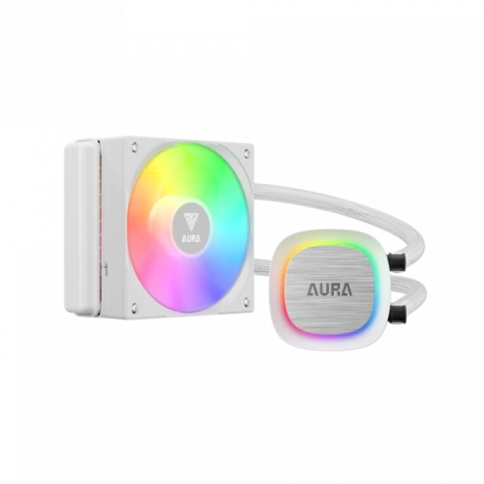 GAMDIAS AURA GL120 V2 WH, White Edition, 120mm,  RGB, 1 Fanlı, CPU Sıvı Soğutma