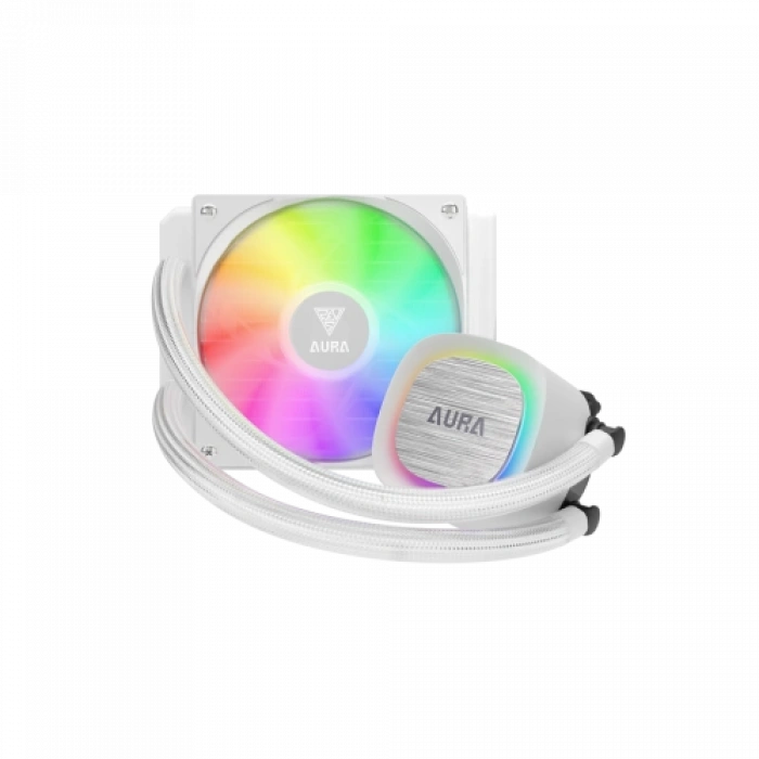 GAMDIAS AURA GL120 V2 WH, White Edition, 120mm,  RGB, 1 Fanlı, CPU Sıvı Soğutma