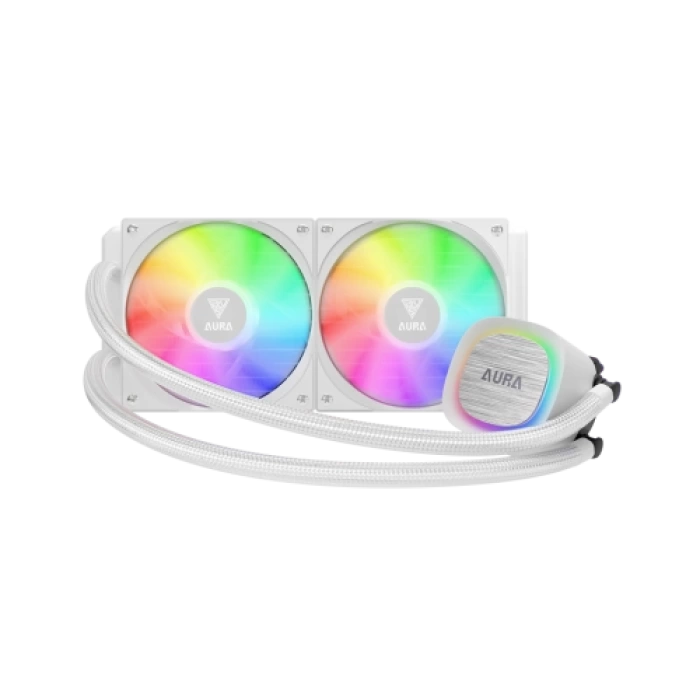 GAMDIAS AURA GL240 V2 WH, White Edition, 240mm,  RGB, 2 Fanlı,CPU Sıvı Soğutma