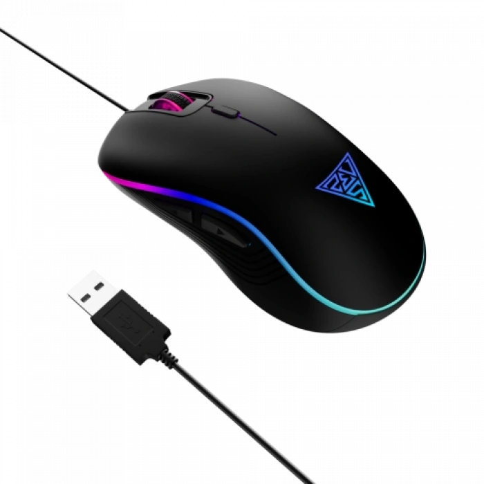 GAMDIAS AURA GS3, Çok Renkli Aydınlatma,  USB Kablolu, 6 Tuşlu, Gaming Mouse, 3.600 DPI, Siyah