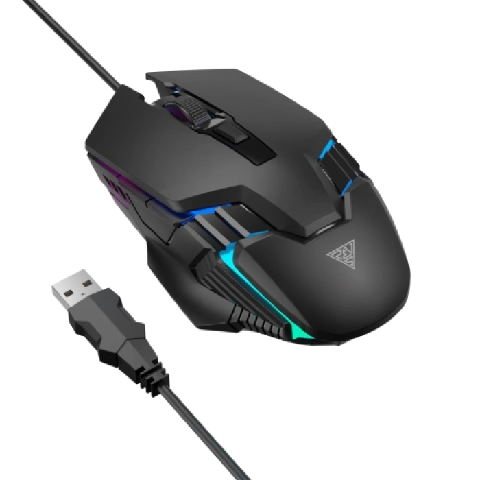 GAMDIAS AURA GS4, Çok Renkli Aydınlatma,  USB Kablolu, 6 Tuşlu, Gaming Mouse, 3.600 DPI, Siyah